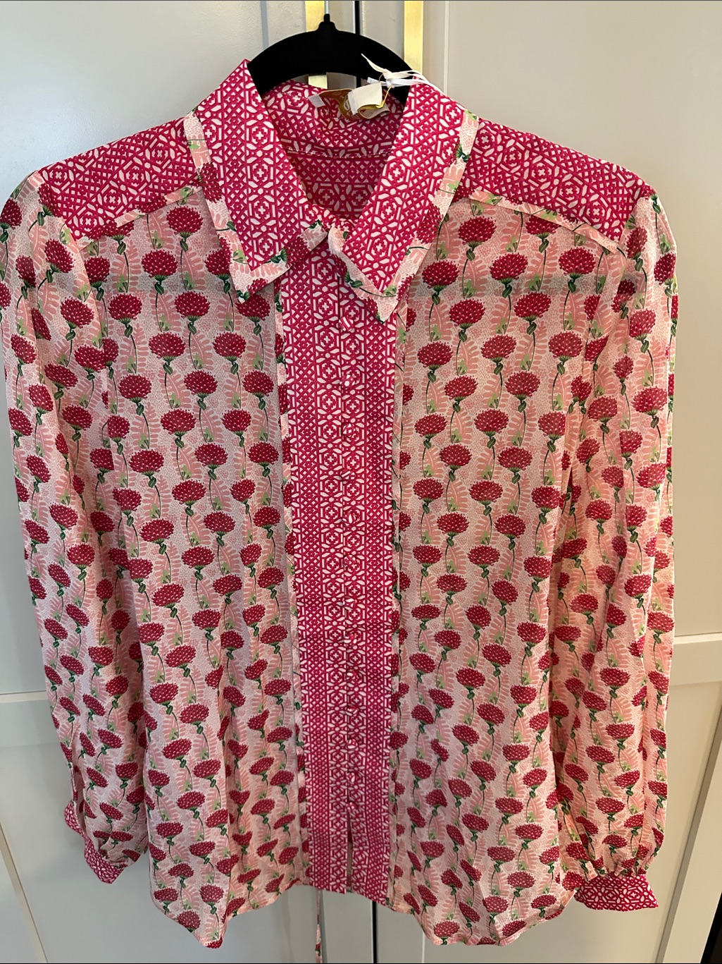 Etcetera Red Thistle Buttoned Blouse Nwt Retail $325. Size 4